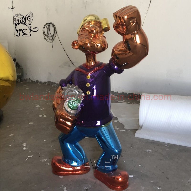 Modern Art Jeff Koons Life Size Stainless Steel Popeye Statues Metal Sculpture