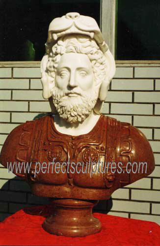 Indoor Carved Stone Soldier Head Sculpture Marble Carving Roman Warrior Bust Statue for Home Decor (SY-S311)