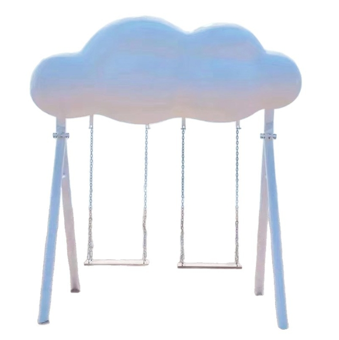 Cloud Shape Swing, Instagrammable FRP Photo Prop for Garden, Park Decor