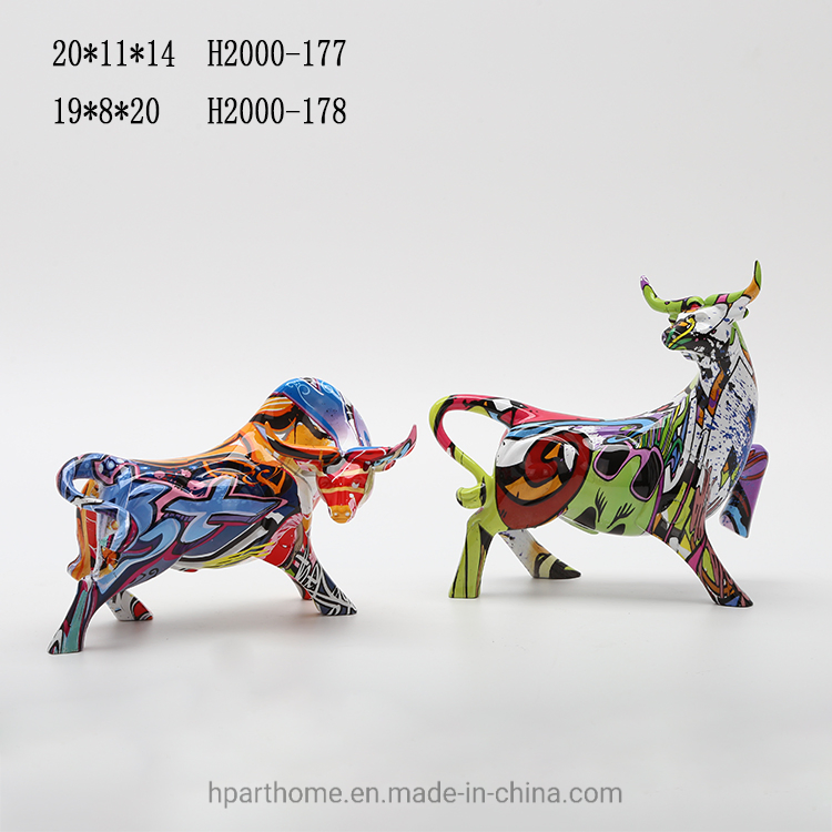 Modern Art Abstract Bull Animal Set Statues for Office Decoration
