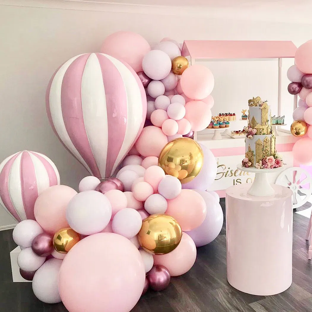Support Customized Resin Life Size Pink Fiberglass Hot Air Balloon Sculpture Prop for Party Event