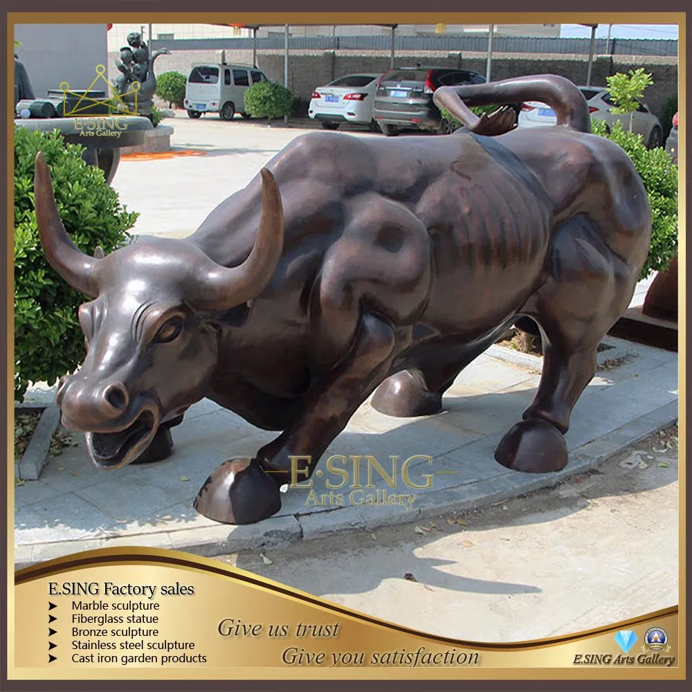 Life Size Bronze Wall Street Bull Statue Large Copper Outdoor Sculpture