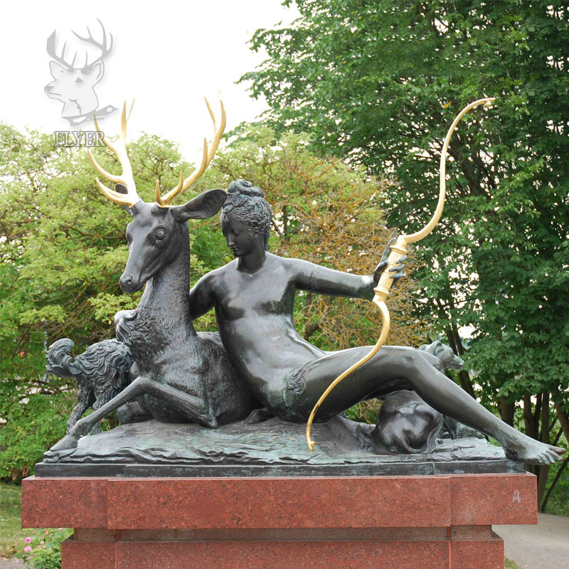 Outdoor Park Garden Casting Copper Brass Bronze Life Size Diana Archer Sculpture for Sale