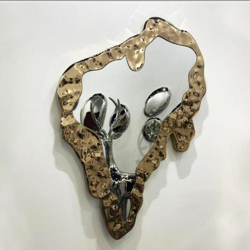 Hotel Home Indoor Stainless Steel Art Sphere Concave Mirror Wall Sculpture for Wall Decoration