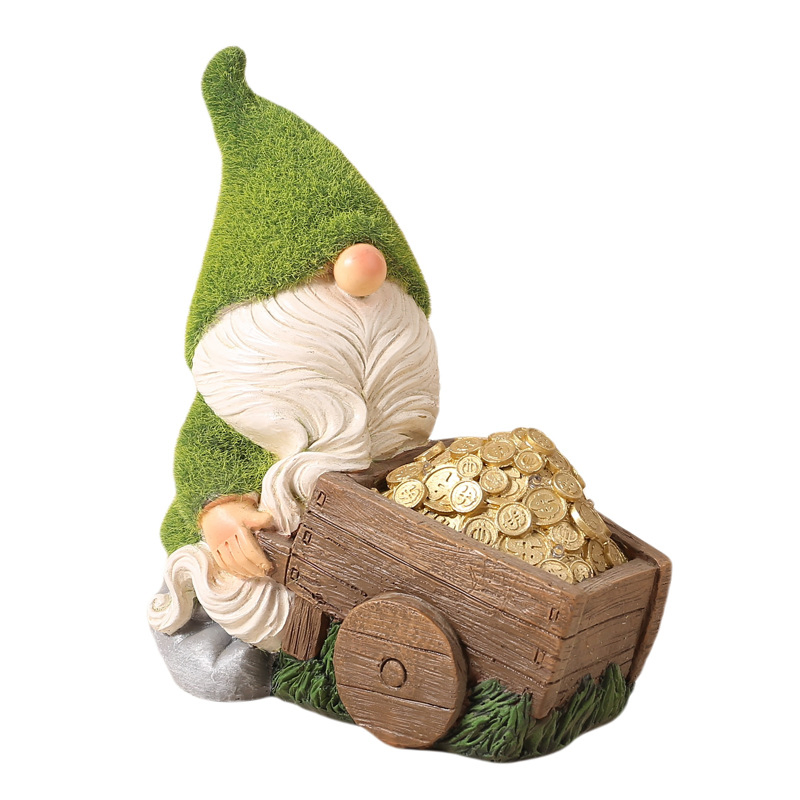 Flocking with LED Figurine Lighting Solar Resin Gnome Garden Statue