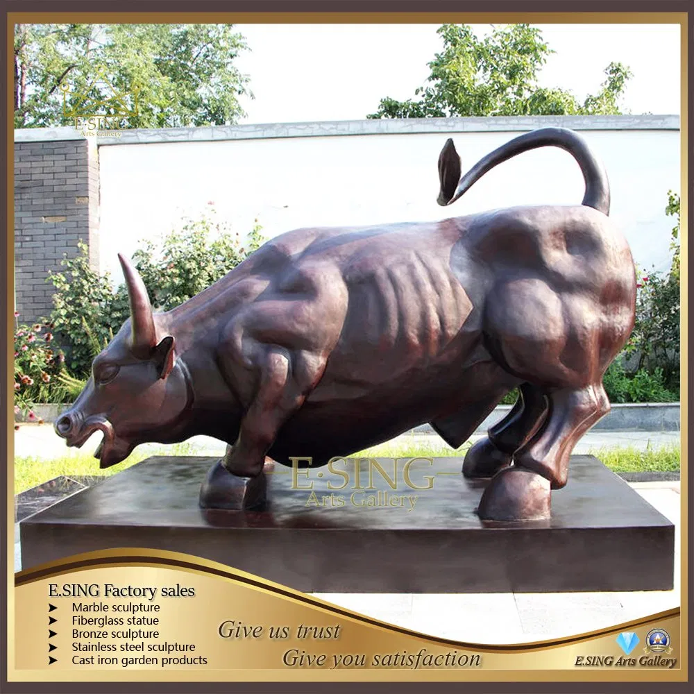 Life Size Bronze Wall Street Bull Statue Large Copper Outdoor Sculpture