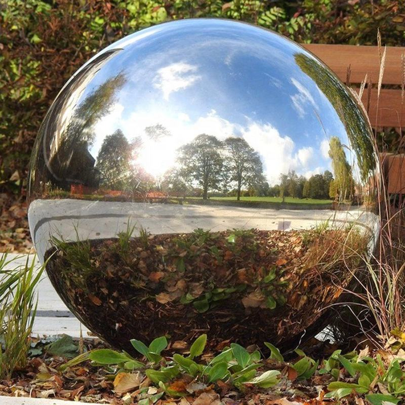 Premium 304 Stainless Steel Garden Fountain Ball - Mirror Polished Outdoor Decorative Sphere - Weatherproof &amp; Rustproof - EU Sculpture