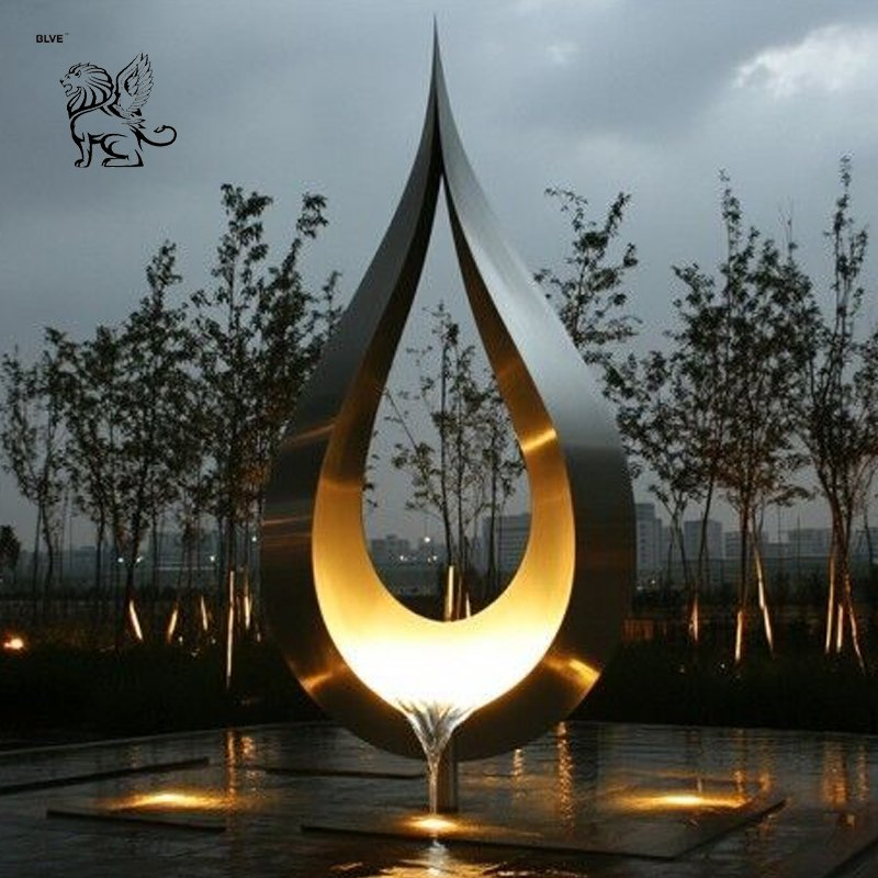 Villa Water Landscape Decoration Large Metal Modern Abstract Art Outdoor Sculpture Stainless Steel Mirror Statue