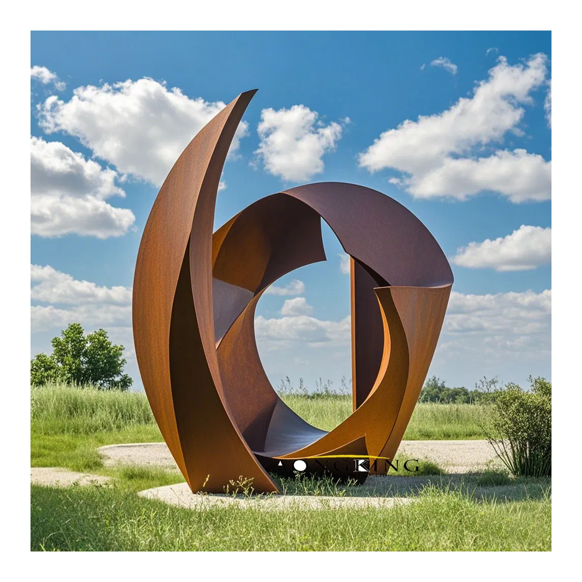 Large Rust Animal Sculpture Corten Steel Geometric Horse Statue Garden