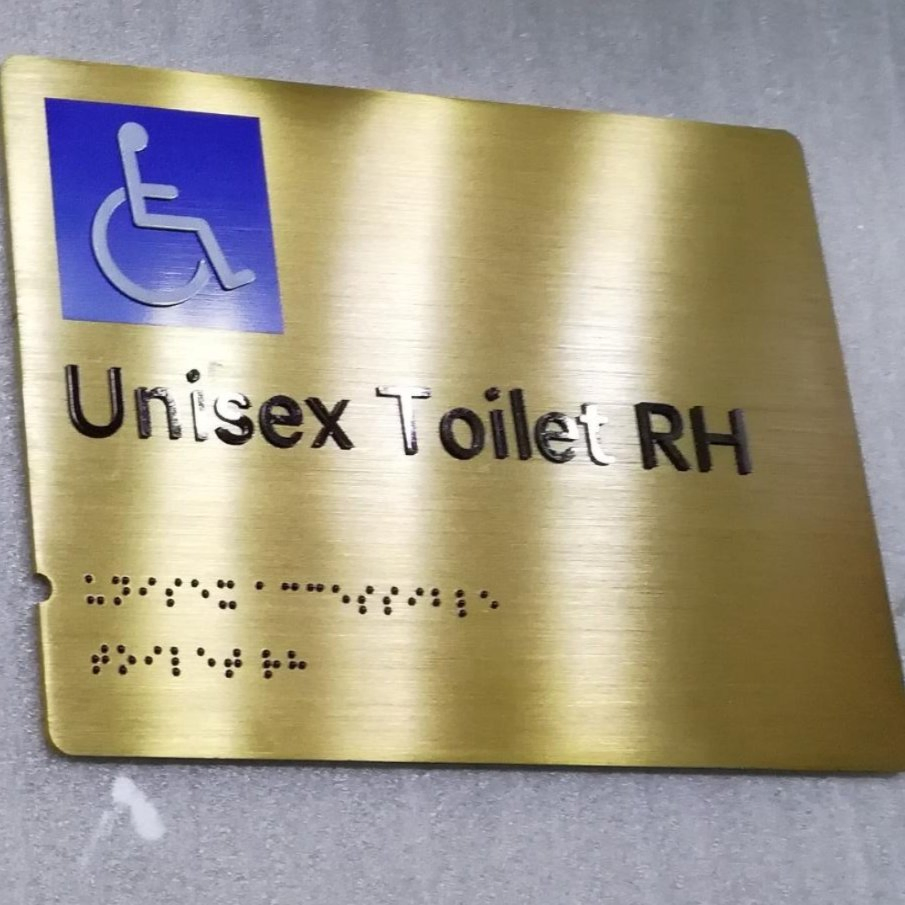 Custom Ada Tactile Braille Signage for Bathroom Toilet Wayfinding