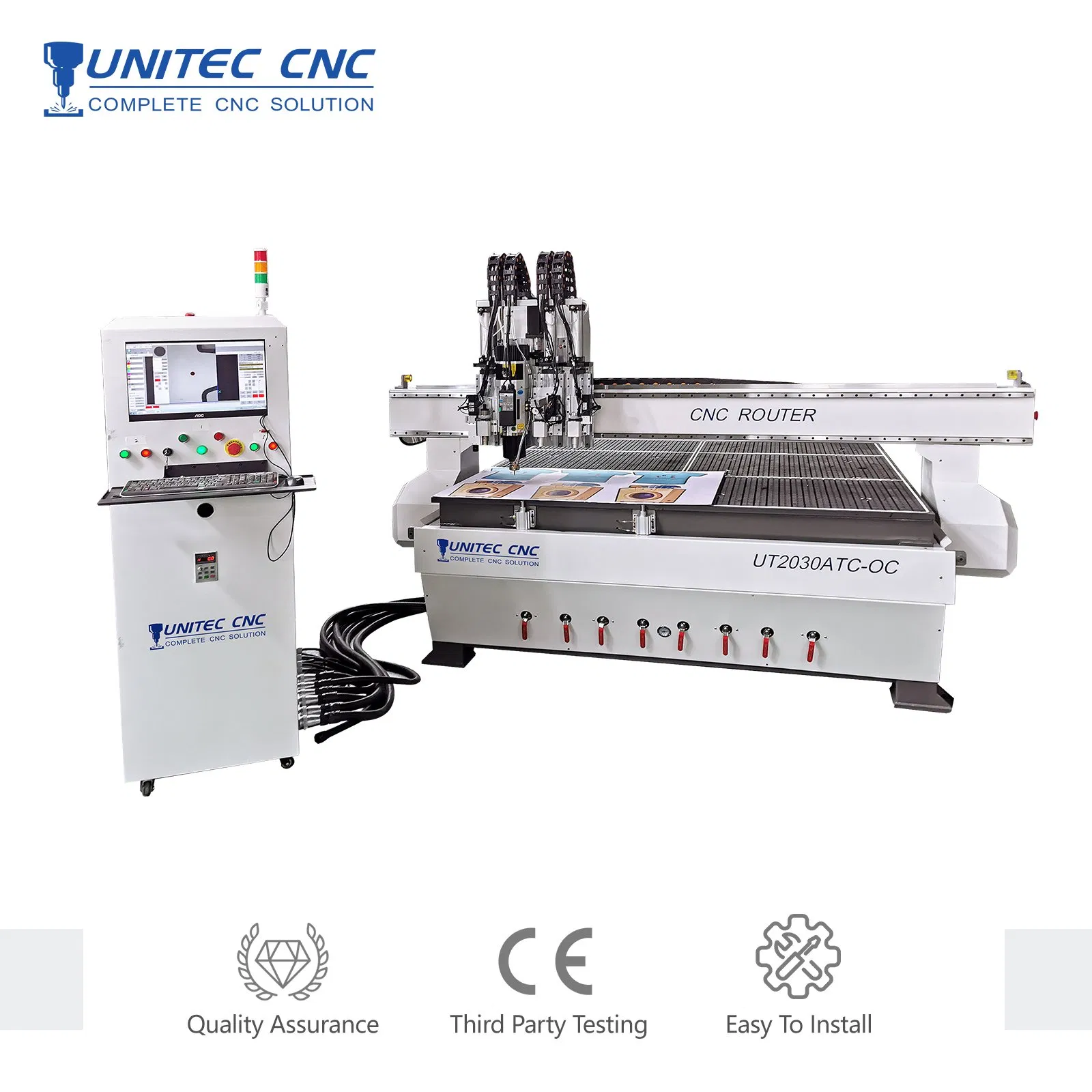Unitec Factory Corrugated PP Hollow Board Carton Knife Cutting Machine with Atc Spindle Eot Creasing CCD Digital Cutter Oscillating Machine CNC Machine