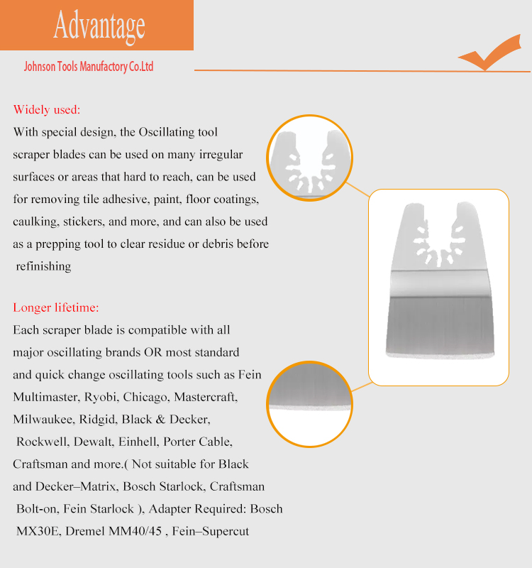 Strongest 52*38mm Stainless Steel Oscillating Scraper Tool Saw Blade