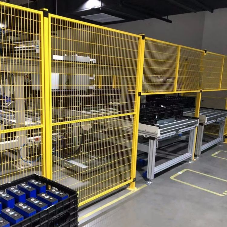 Workshop Guardrail System with Additional Features Like Signage Holders and Tool Hooks for Increased Functionality in Industrial Workshops and Maintenance Bays