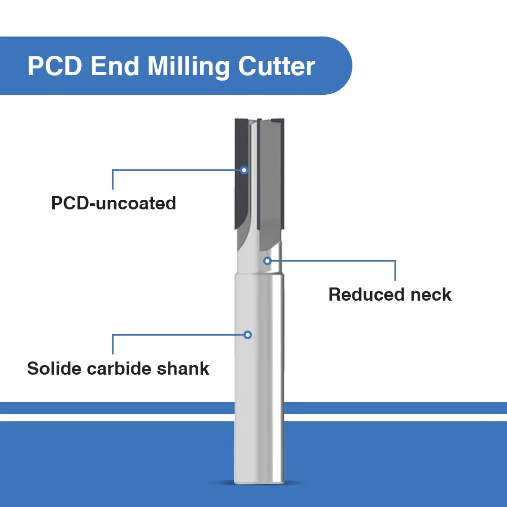 PCD Universal Milling Cutter PCD End Milling Cutter CNC Cutting Tools End Milling Diamond Straight Router Bits