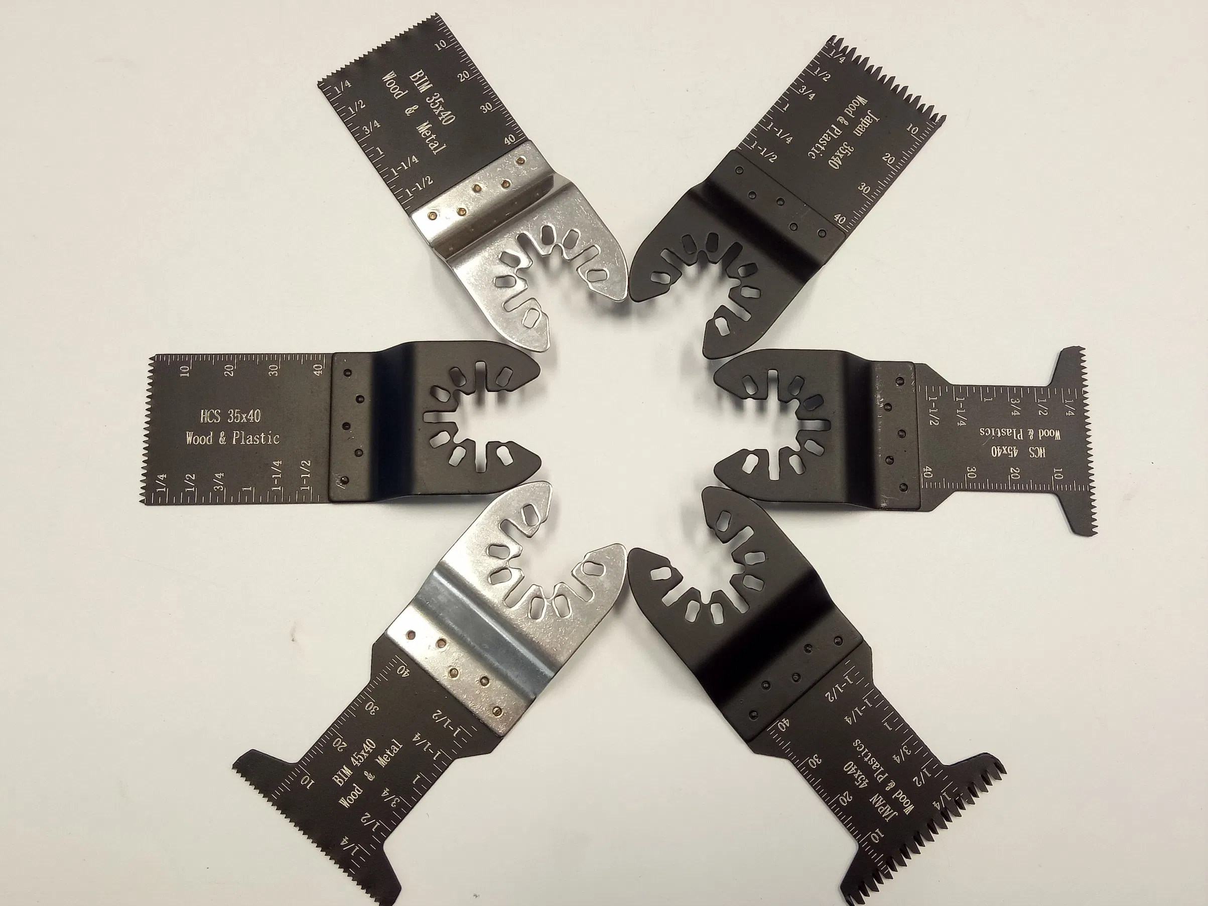 6 PCS Hcs Japan Bim Teeth Oscillating Multi Tool Saw Blade for Wood Plastic Soft Metal and Tiles Set
