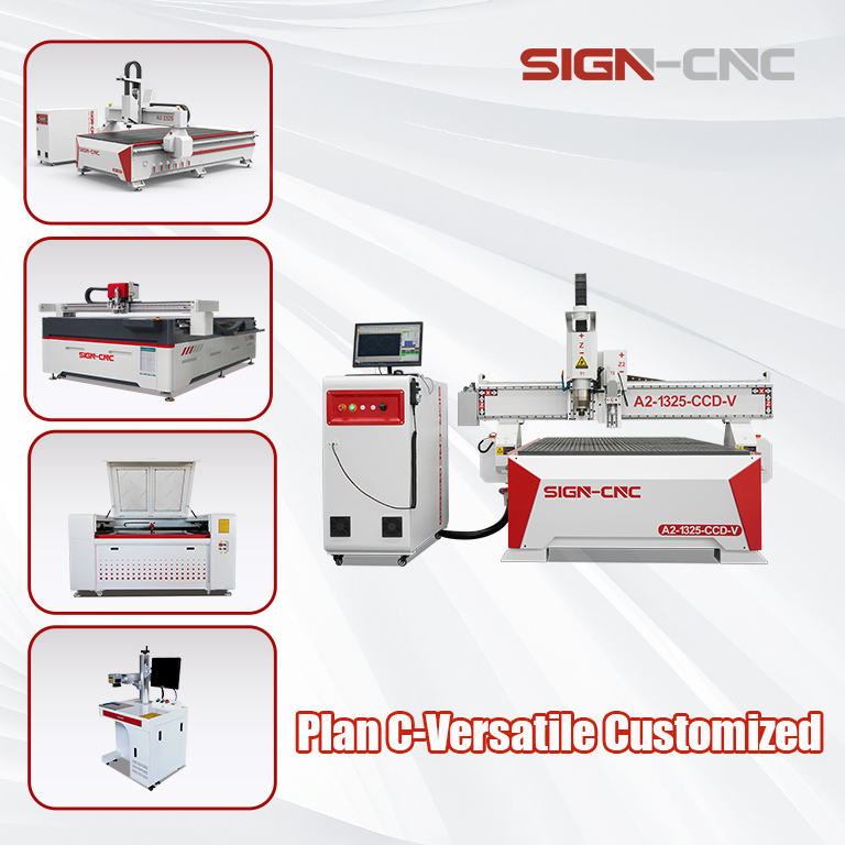 Vibrating Oscillating Knife with CCD Camera CNC Router and CO2 Laser Engraving Marking Machine All Set One-Stop Solution