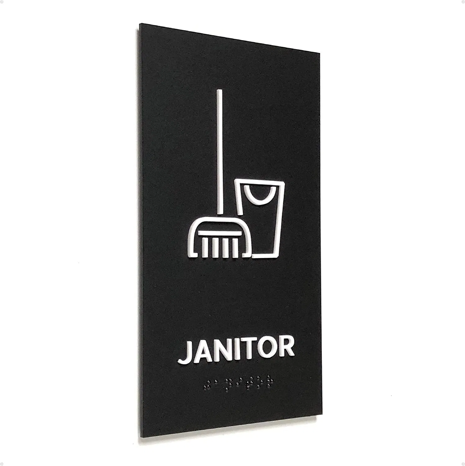 Ada Braille Janitor Closet Door Sign Compliant