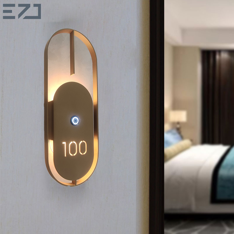 Ezd Personalized Glowing Stainless Steel Golden Light Doorbell Apartment Signs for Dnd