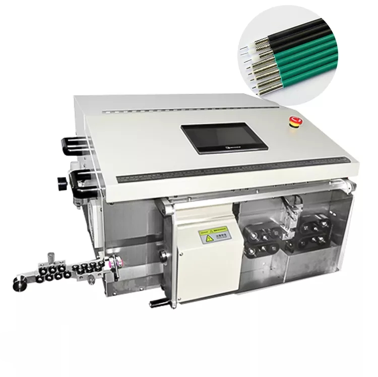 Fully Automatic Multi Layers Coaxial Cable Cutting Stripping Machine Wire Peeling Cutter
