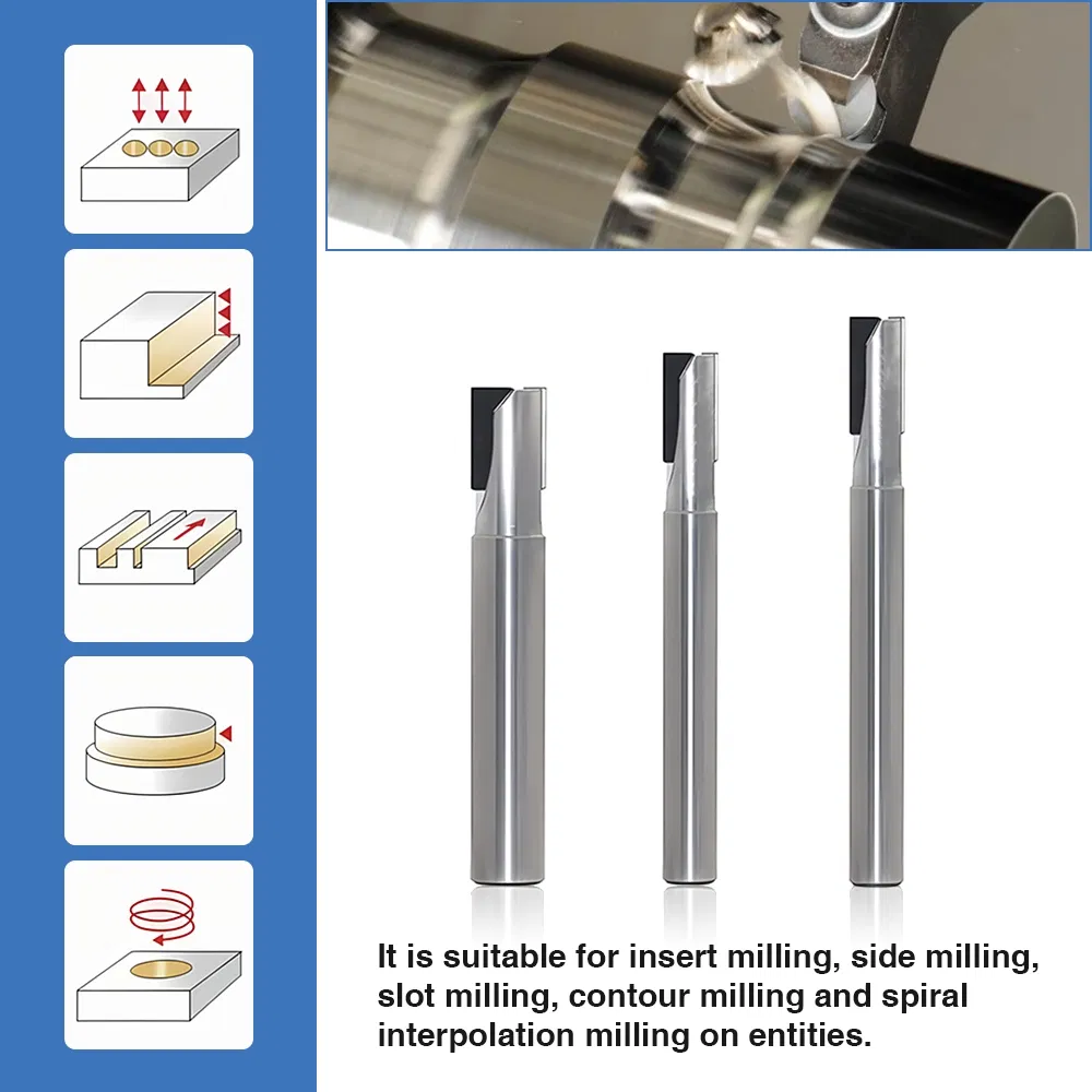 PCD Universal Milling Cutter PCD End Milling Cutter CNC Cutting Tools End Milling Diamond Straight Router Bits