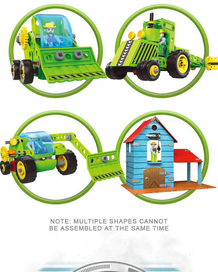 153PCS 8-in-1 Tema de Granja Creativa Juguete de Modelo de Camión DIY