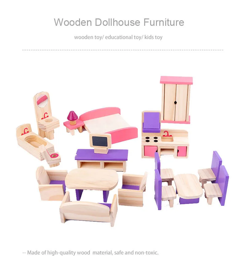 Muebles de casa de muñecas de madera 1