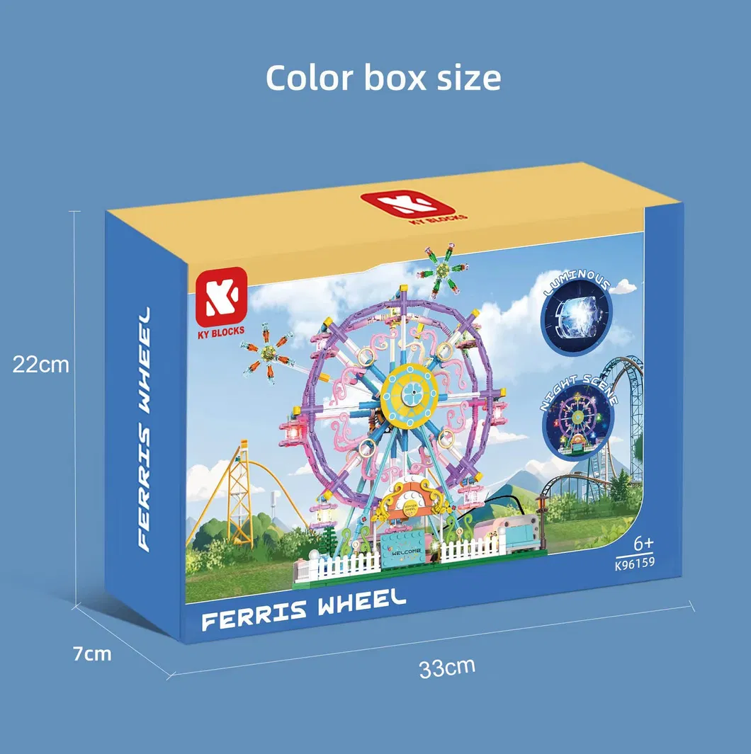 Nuevos Juguetes de Parque de Rueda de la Fortuna Eléctrica Iluminación Programación Modelo Educativo de Bloques de Construcción Divertidos