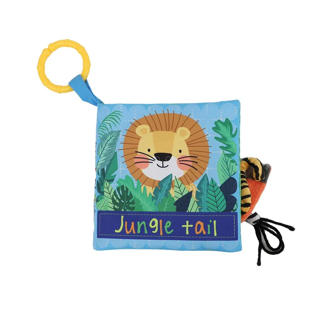 Libros de tela para bebés 8PCS Juguetes educativos de aprendizaje temprano con colas de animales, libros de desarrollo de tela suaves