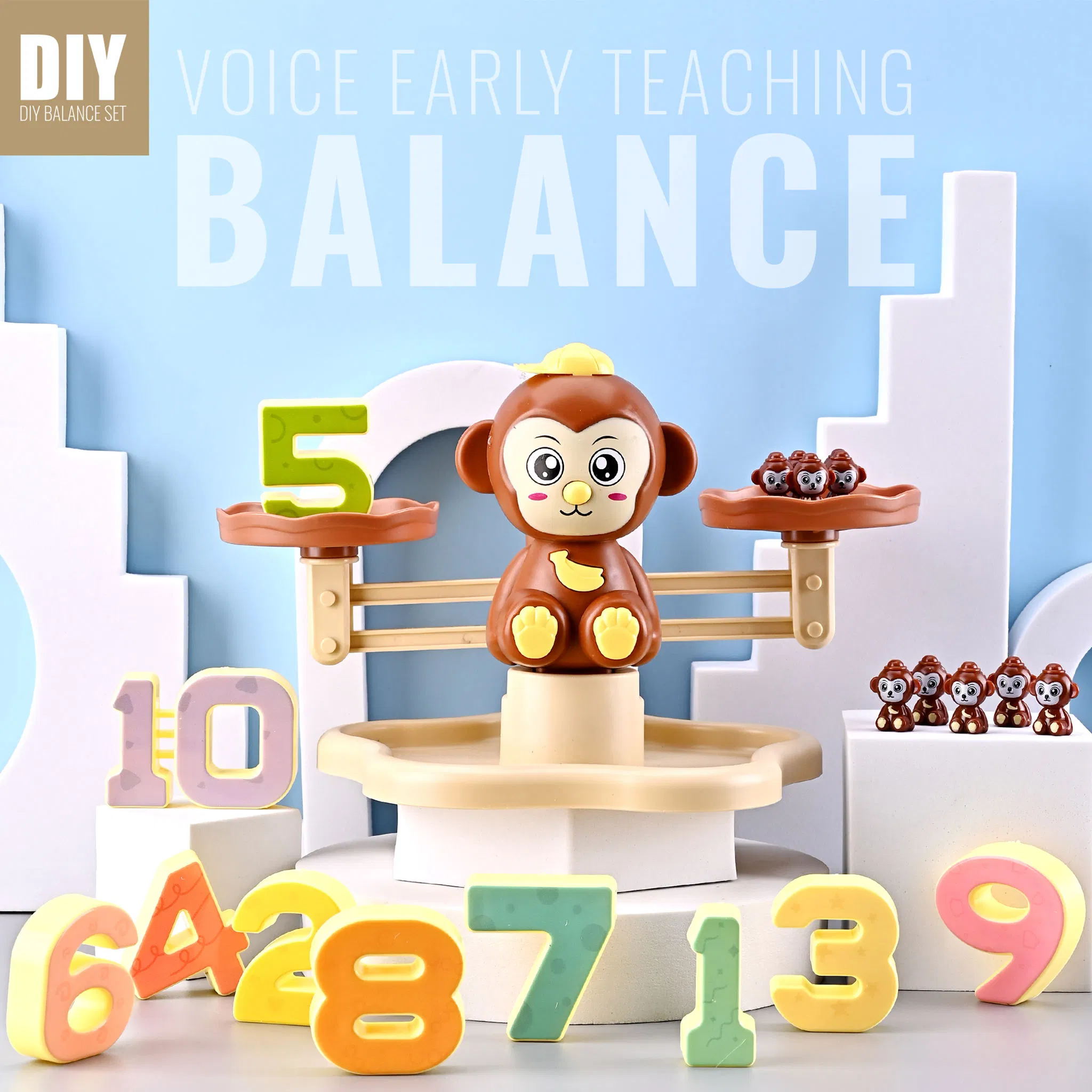 Balanza digital AiJH de dinosaurio y mono, materiales de aprendizaje sensorial para preescolar, juguetes educativos de matemáticas