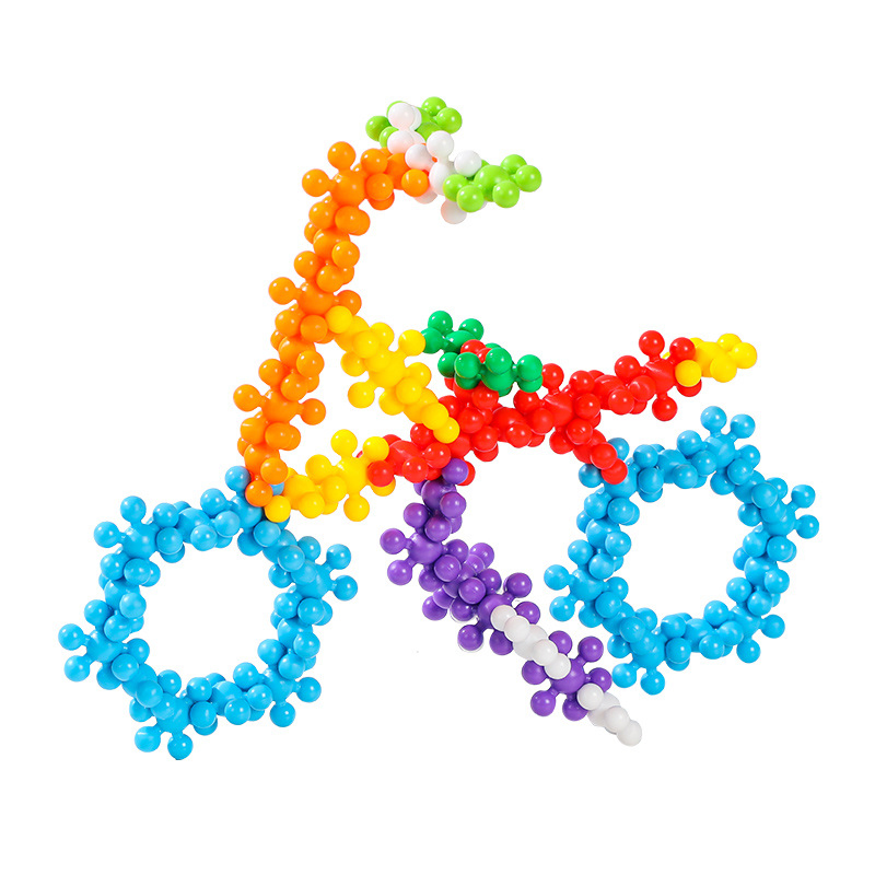 200PCS Bloques de Construcción de Plástico 3D Juguete Educativo de Nieve en Forma de Copo Rotatorio DIY para Niños