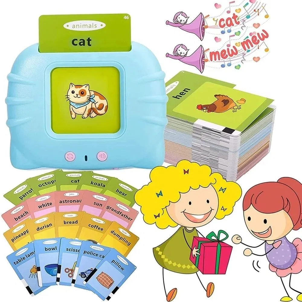 Juguetes para bebés, tarjeta de educación Montessori temprana, juguete de juego de idiomas en inglés y español, dispositivo pedagógico de aprendizaje de palabras, regalo de Navidad, juguetes para niños