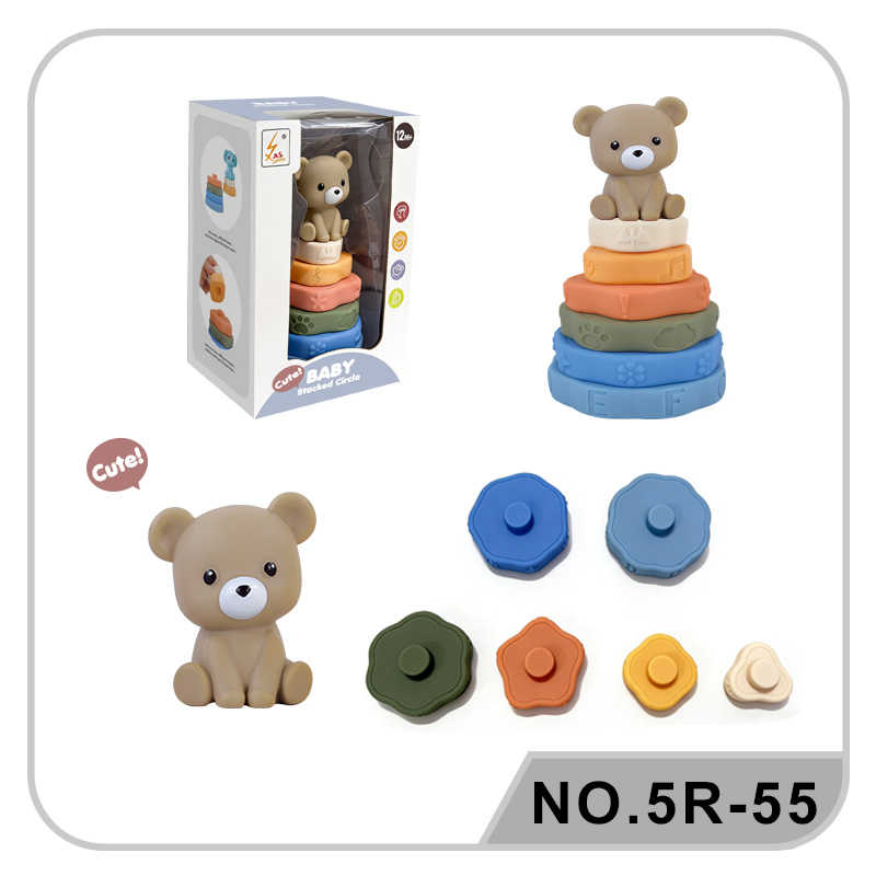 Anillos apilables de silicona suave para bebés, juguetes educativos de plástico para la primera infancia, aprendizaje temprano, cognición del color, motricidad fina, sensorial, Montessori, para niños