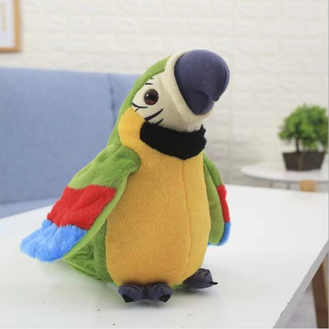 Juguete de loro de felpa eléctrica Kingee, grabación eléctrica, aprendizaje para hablar, alas que giran y aletean, juguete de loro de felpa