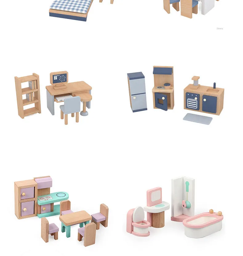 Muebles de casa de muñecas de madera 4
