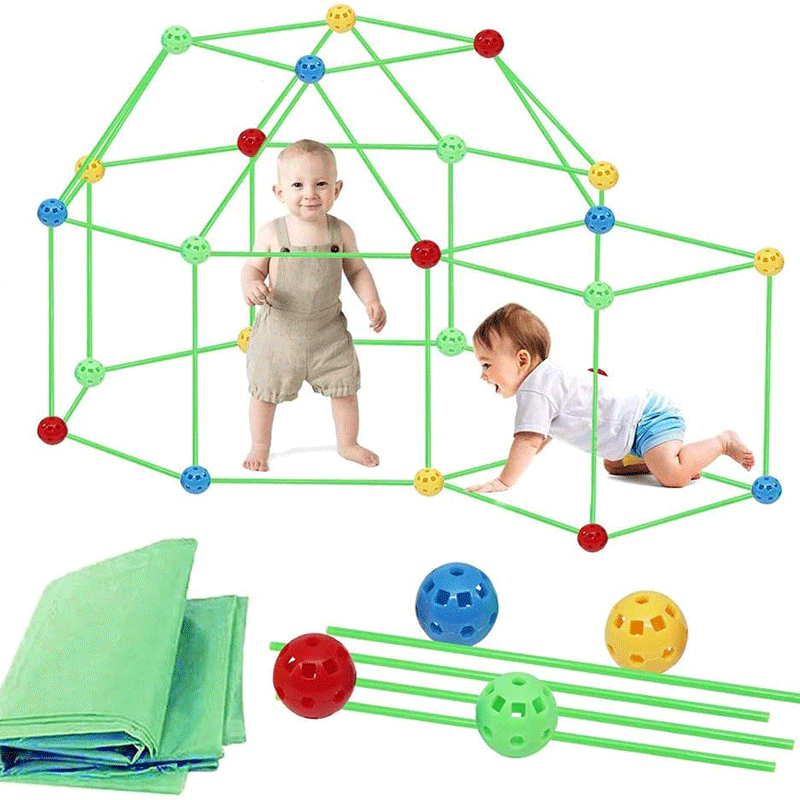 120 Kit de construcción creativa para construir tu propio refugio, juguete de construcción de castillos, túneles, tienda de juego, cohete que brilla en la oscuridad, bloques educativos para niños