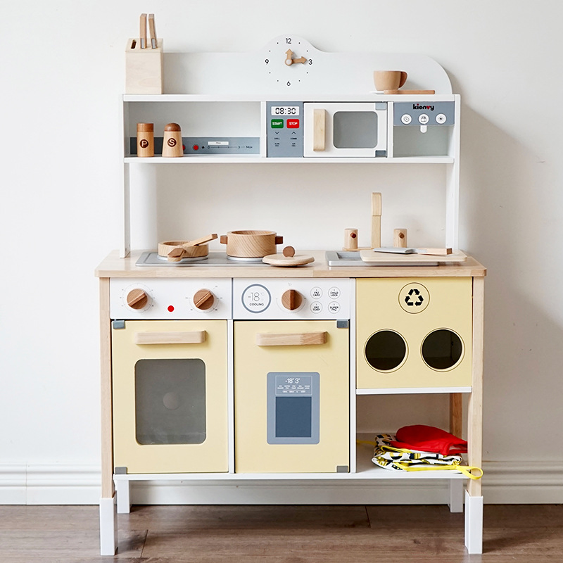 Juguete educativo seguro para niños, juguetes de cocina de madera para diversión familiar