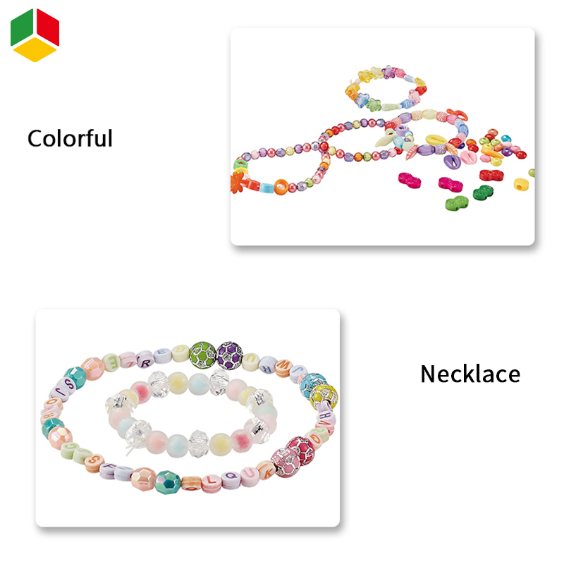 Kit de manualidades de joyería para niñas, colorido y educativo, con pulseras y collares hechos a mano, incluye cuentas de colores para hacer joyas