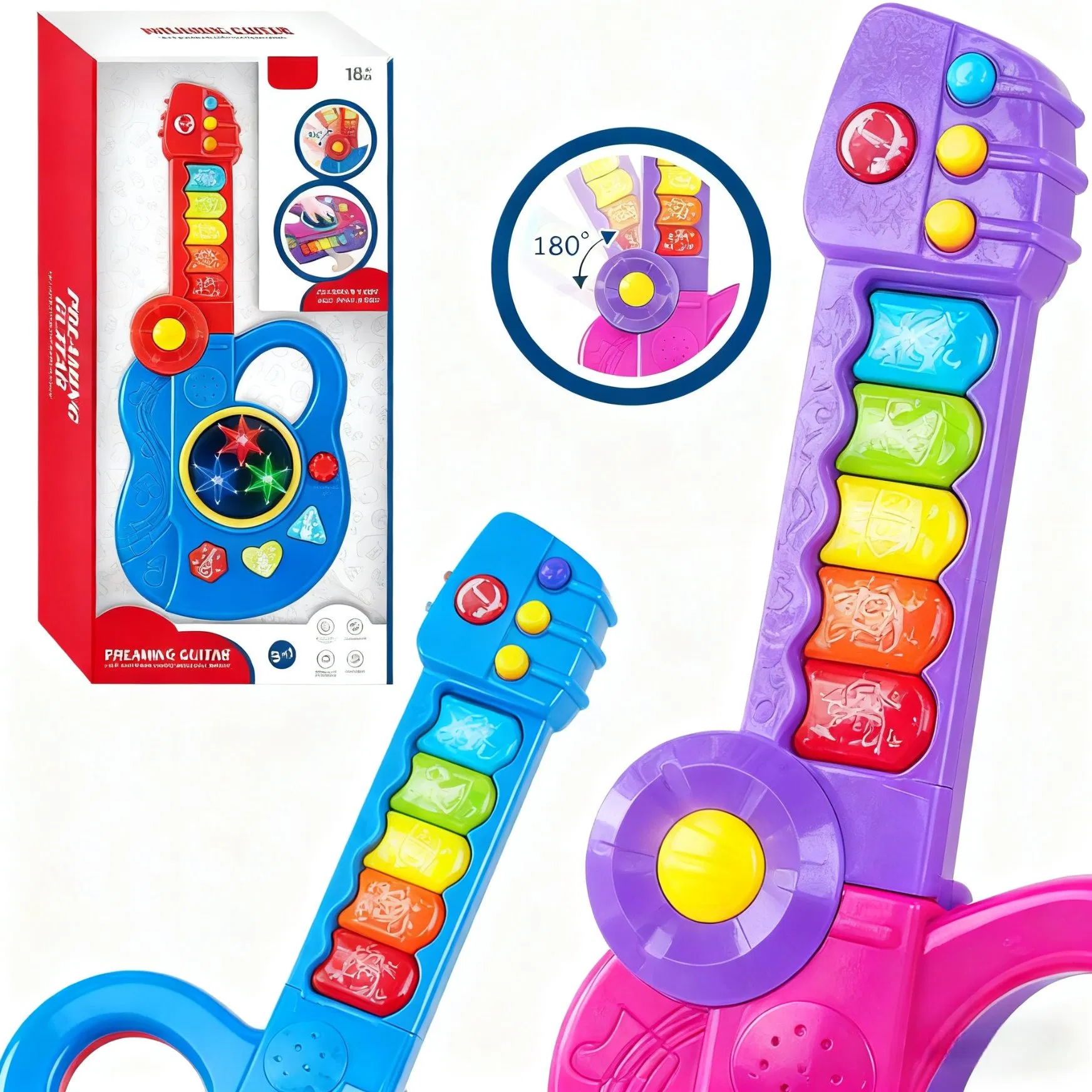 Juguete de guitarra musical infantil al por mayor, educativo y de aprendizaje temprano, teclado electrónico jugable, adecuado para niños y niñas, estilo de dibujos animados