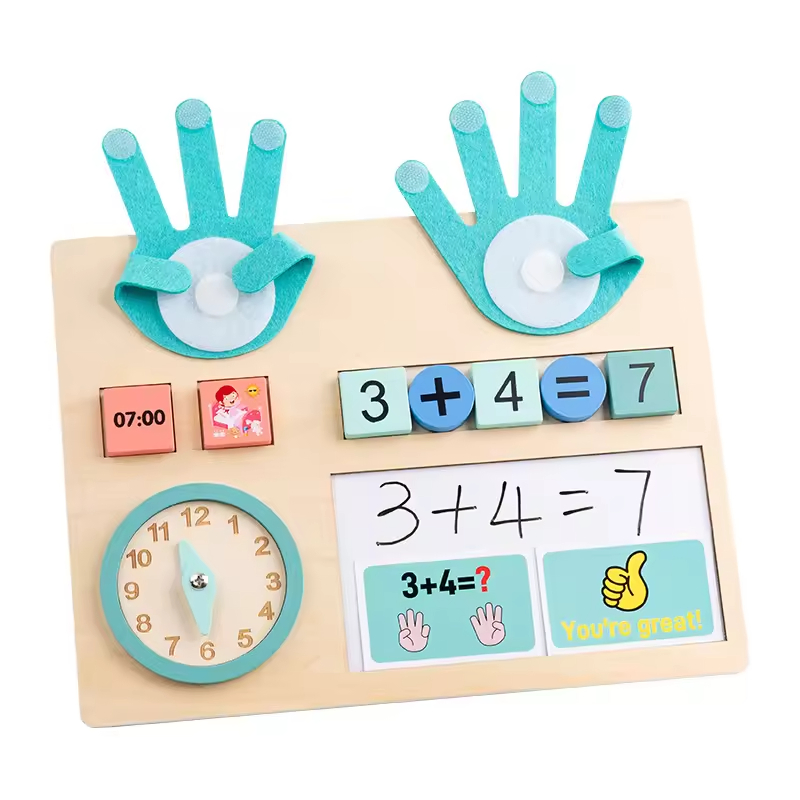 Juguetes Montessori seguros, reloj de madera educativo, conteo con los dedos, juguetes educativos, ayudas para la enseñanza de matemáticas, juguete de aprendizaje matemático