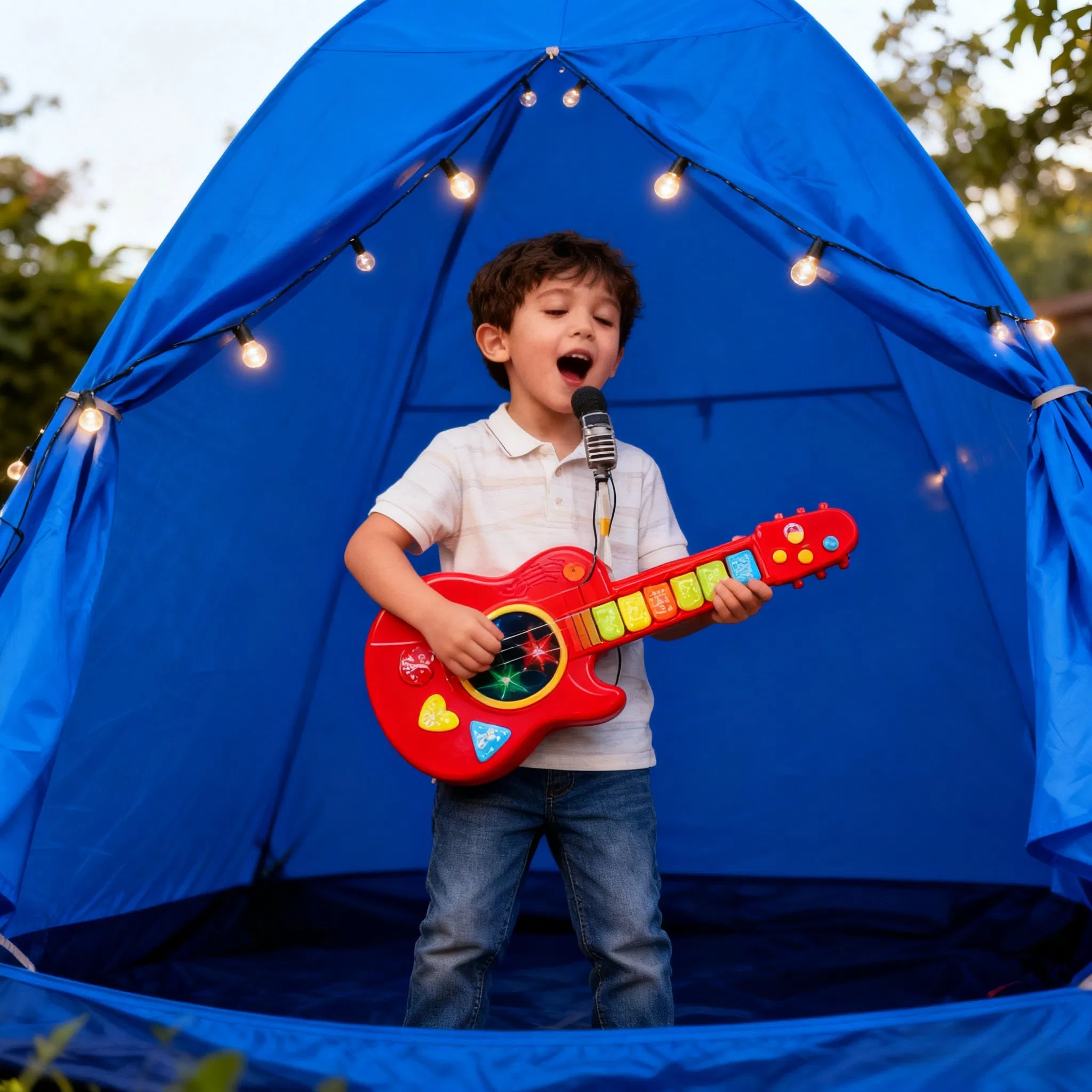 Juguete de guitarra musical infantil al por mayor, educativo y de aprendizaje temprano, teclado electrónico jugable, adecuado para niños y niñas, estilo de dibujos animados