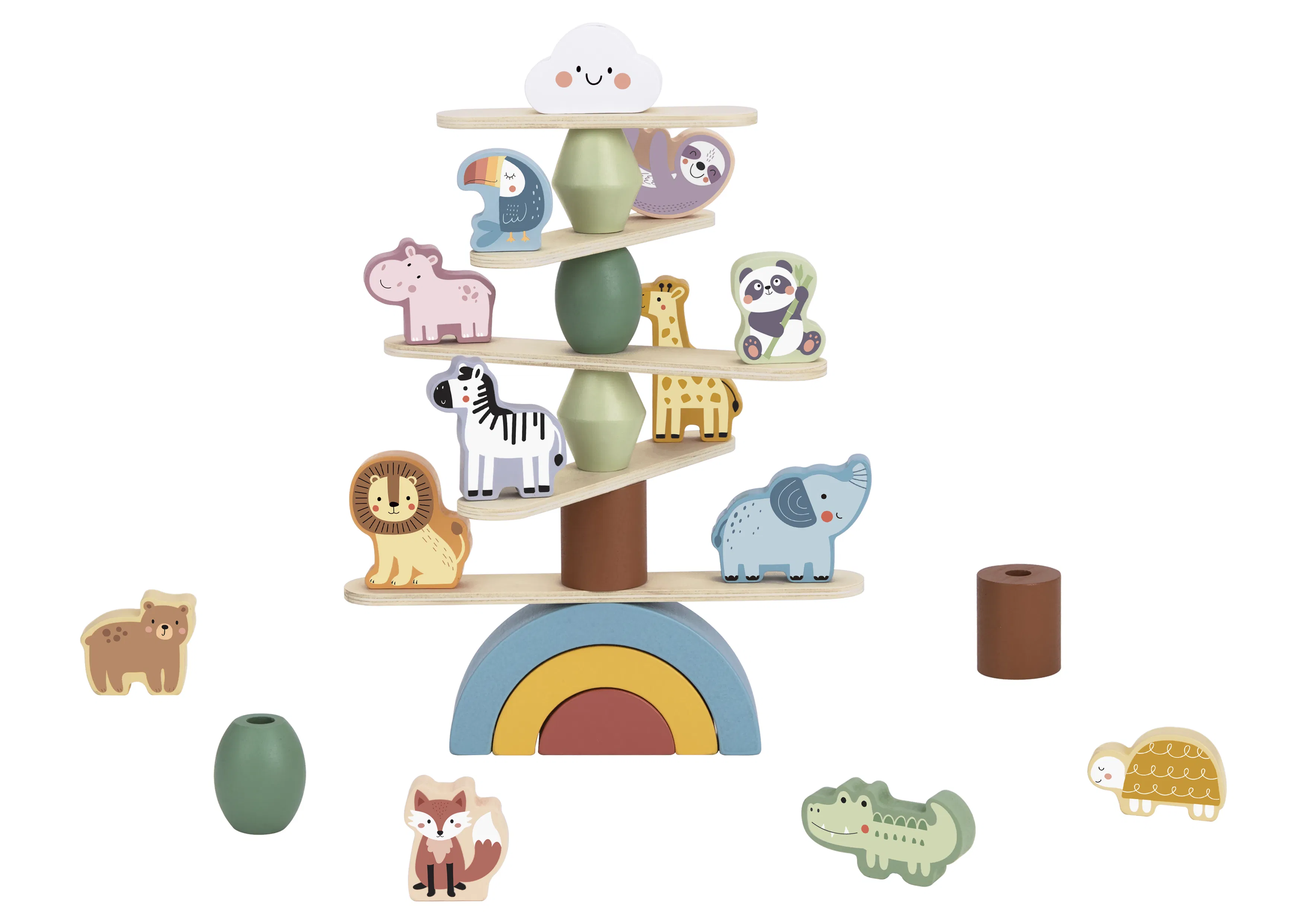 El balance de animales de madera bloquea juguetes educativos para niños