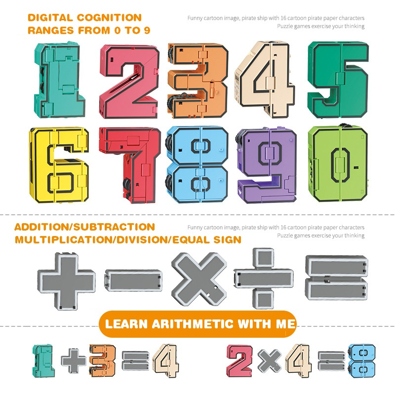 Conjunto de Juguetes de Robot de Transformación Numérica 10-in-1 al por mayor para Niños Aprendizaje de Matemáticas Stem Deformación Digital Mecha