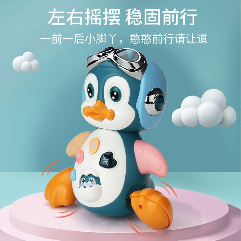 Música Rockera Eléctrica Pingüino Bebé Aprendizaje Temprano Iluminación Caminando Animal Juguetes para Mascotas