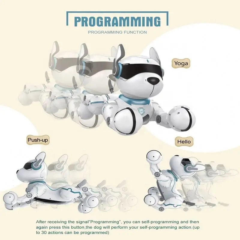 Perro robot inteligente educativo control remoto de acrobacias para niños, perro bailarín electrónico, juguete inteligente de IA para niños