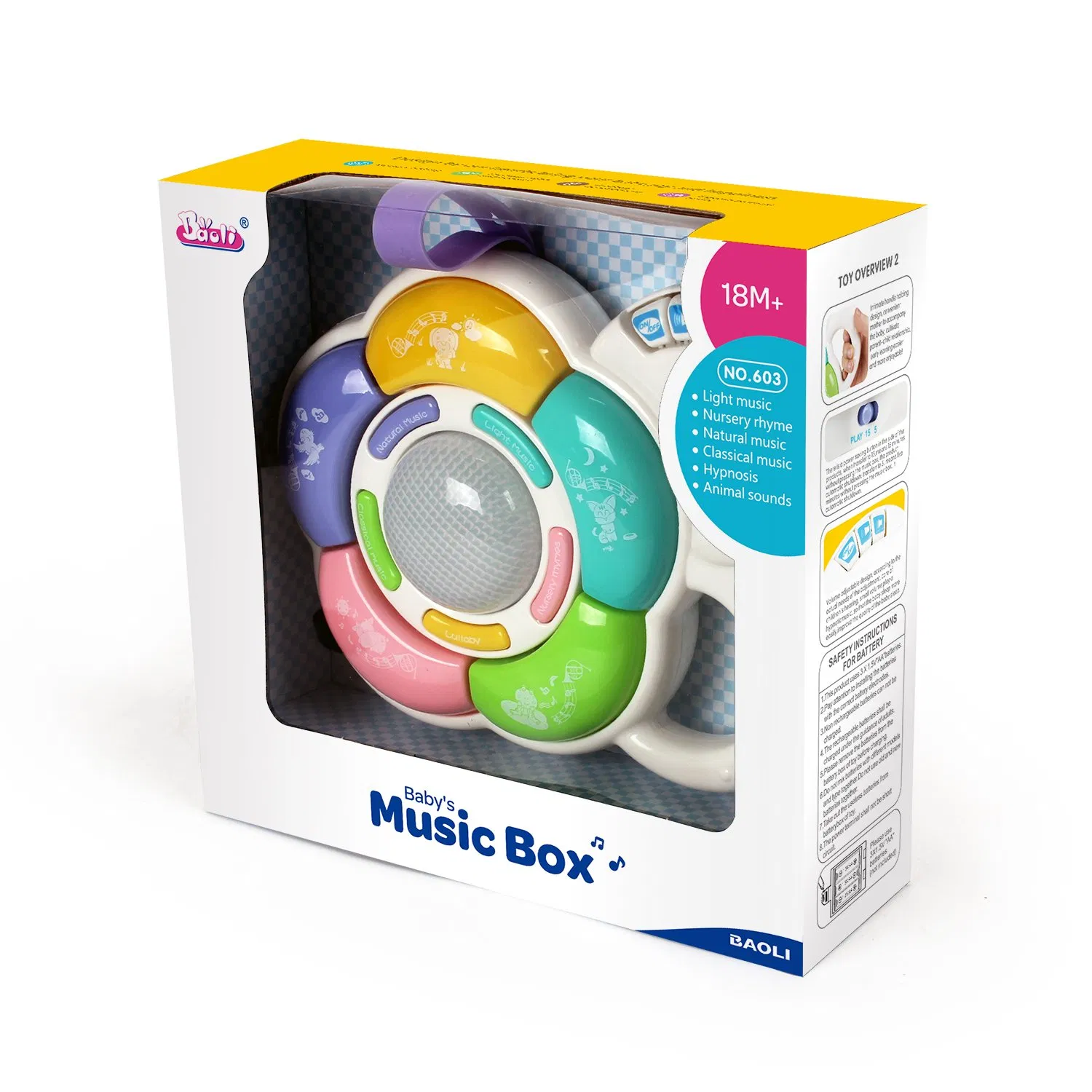 Juguete sensorial musical Baoli para bebés con luces intermitentes, aprendizaje temprano
