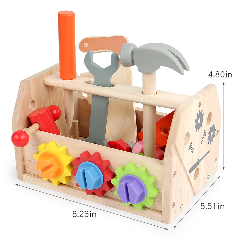 Juguetes de madera para niños al por mayor, set de herramientas de madera para jugar y aprender