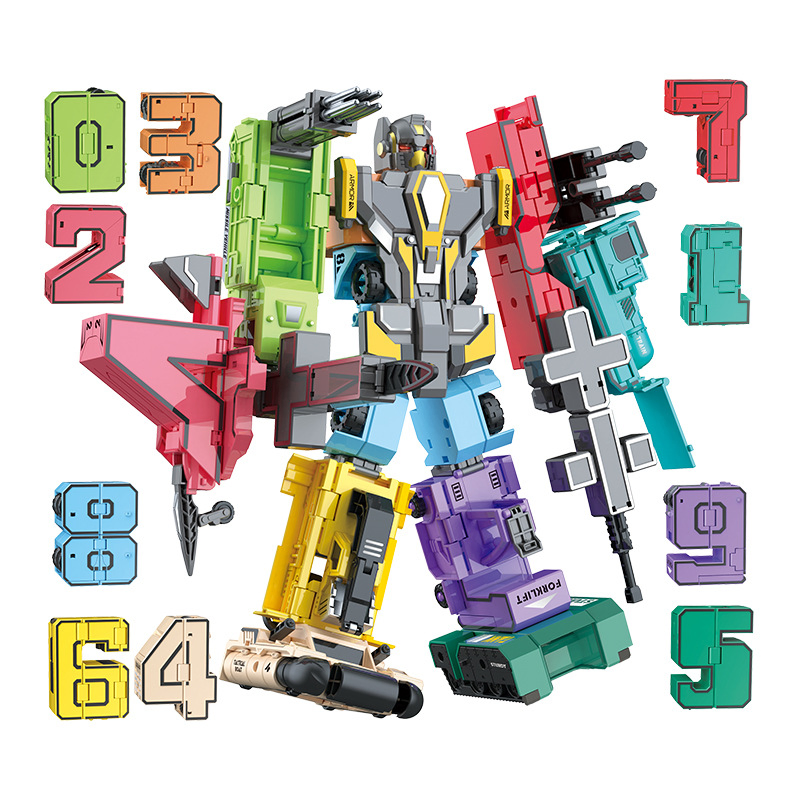 Conjunto de Juguetes de Robot de Transformación Numérica 10-in-1 al por mayor para Niños Aprendizaje de Matemáticas Stem Deformación Digital Mecha