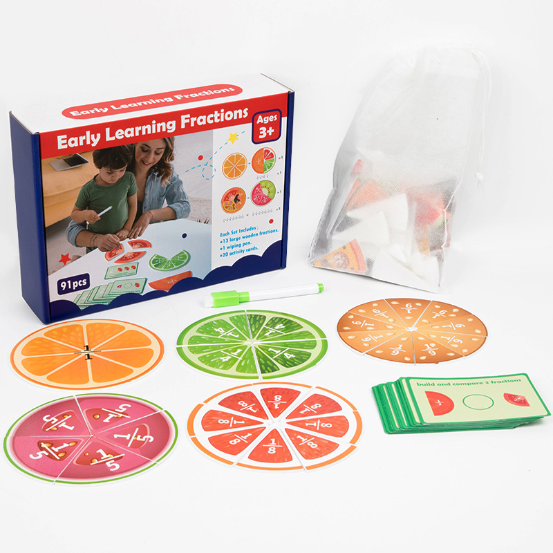 Juguete educativo de matemáticas AiJH Montessori para niños, tablero de rompecabezas de frutas en madera, juegos de matemáticas, aprendizaje de dibujo