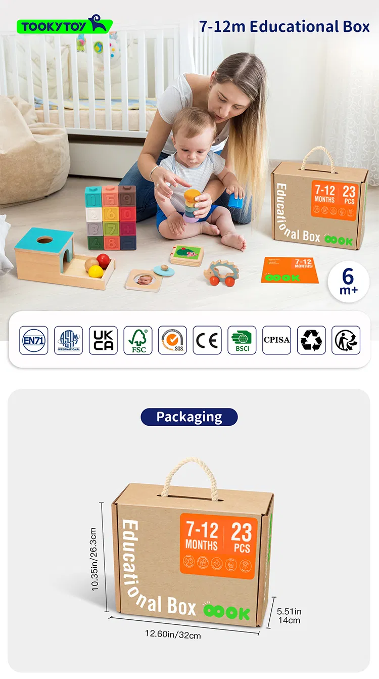 Caja Educativa Temprana Juguete de Madera Montessori para Niños Pequeños 7-12 Meses