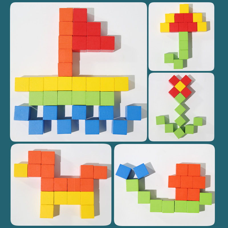 Juguetes de bloques de madera creativos para niños, set de mini ladrillos, regalo para niños
